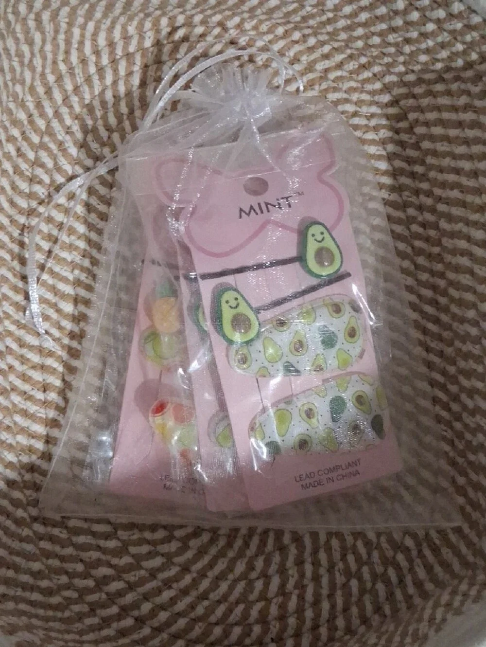 6 Packs Of MINT Pink Avocado & Tropical Fruit Hair Clip Set